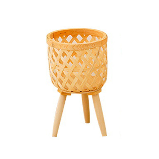 Woven Plants Vase Flowers Container Home Decoration Knitted Bamboo Planter Pot Basket Holder, Size: S