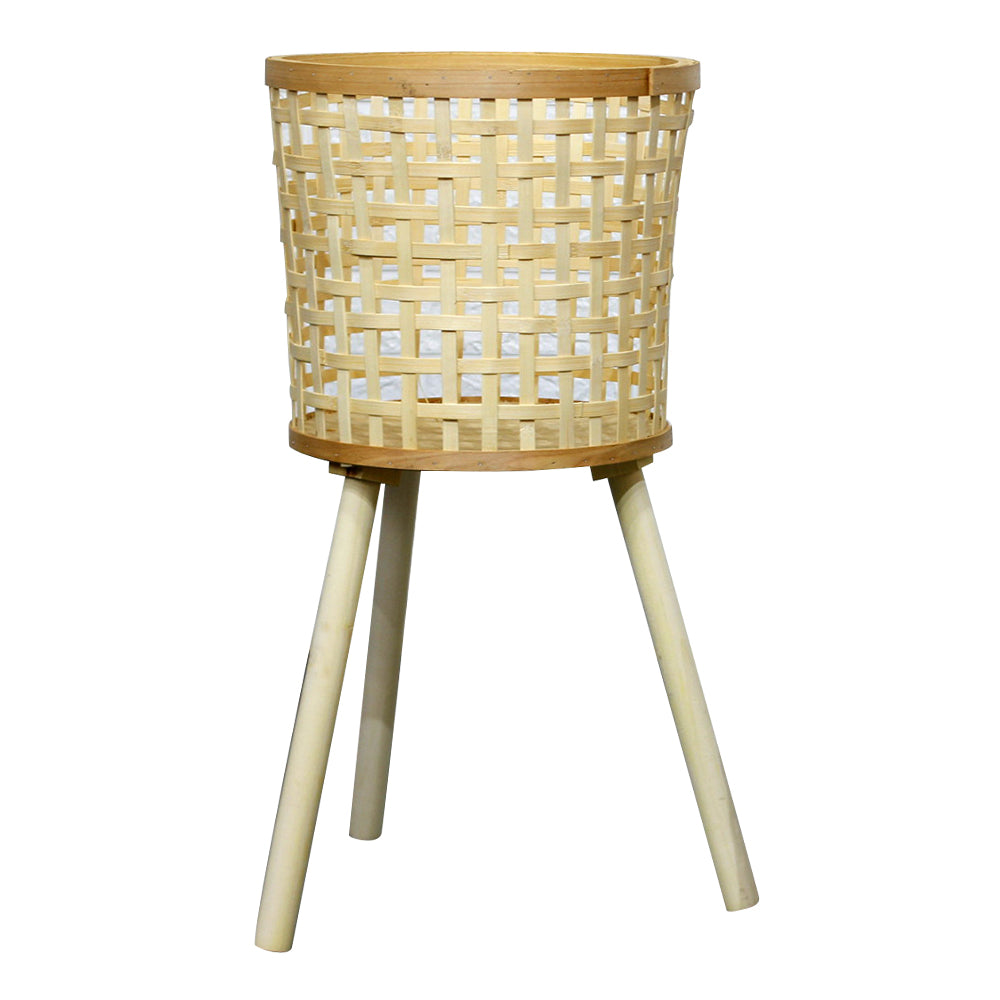 Knitted Bamboo Planter Pot Basket Woven Plants Vase Flowers Container Home Decoration, Size: L