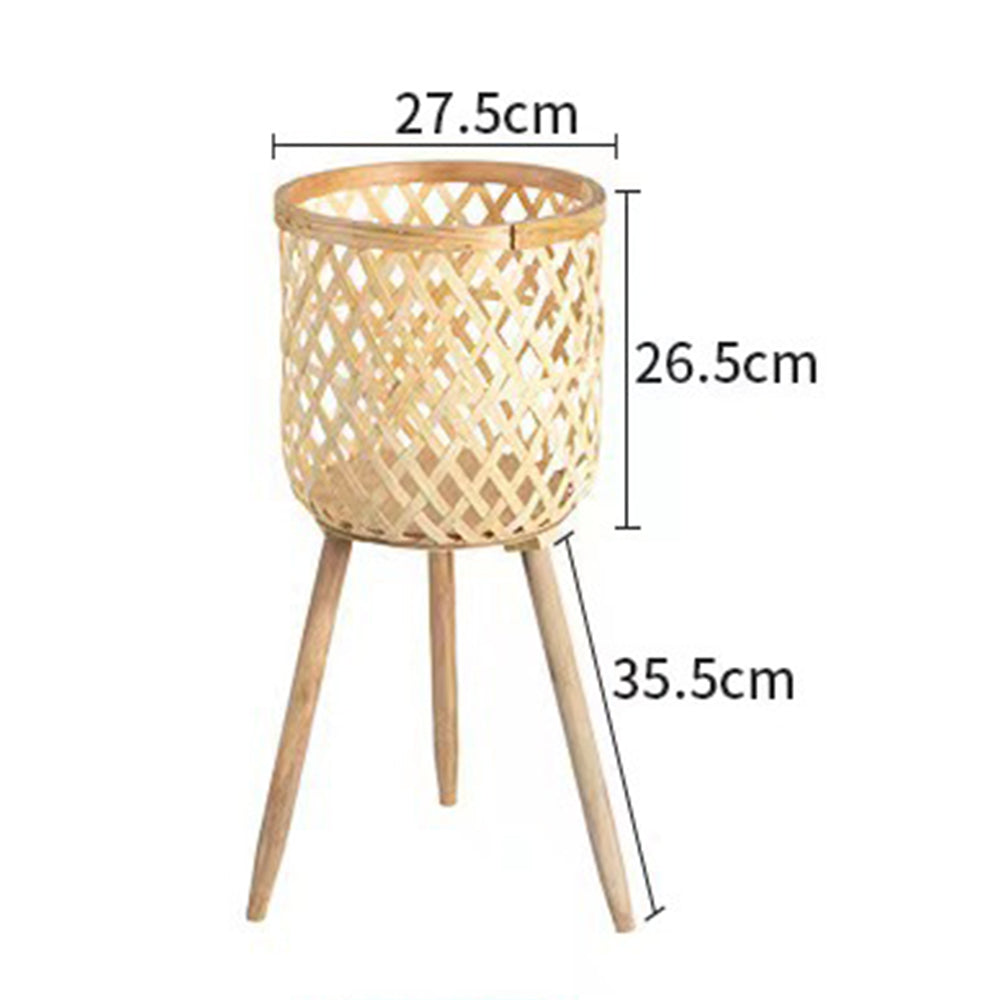 Knitted Bamboo Planter Pot Basket Woven Plants Vase Flowers Container Home Decoration, Size: L