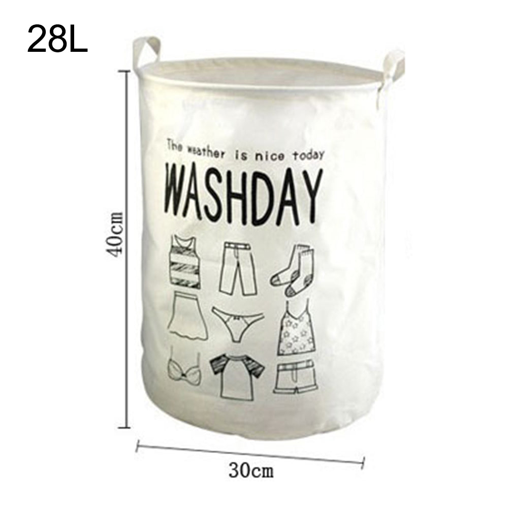 28L Collapsible Laundry Basket Cotton Linen Dirty Clothes Hamper Basket with Handles, Size S, 30x40cm