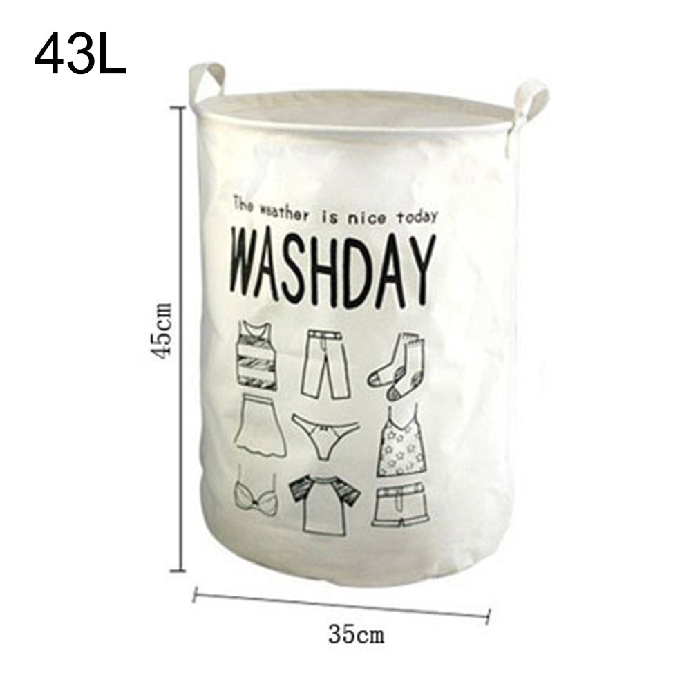 43L Collapsible Washing Laundry Basket Hamper Dirty Clothes Cotton Linen Basket Laundry Bin, Size M, 35x45cm
