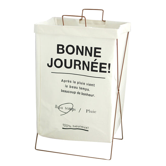 28L Iron Rack Foldable Laundry Basket Cotton Linen Dirty Clothes Hamper Washing Basket, Size S