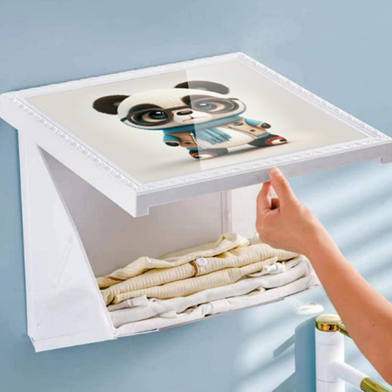 2-Layer Waterproof Picture Frame Collapsible Cloth Organizer Wall-Mounted Cloth Storage Cabinet for Bathroom