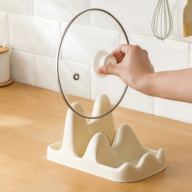 Dual Layer Pot Lid Holder Stand Cooking Spoon Rest Kitchen Utensils Rest Rack