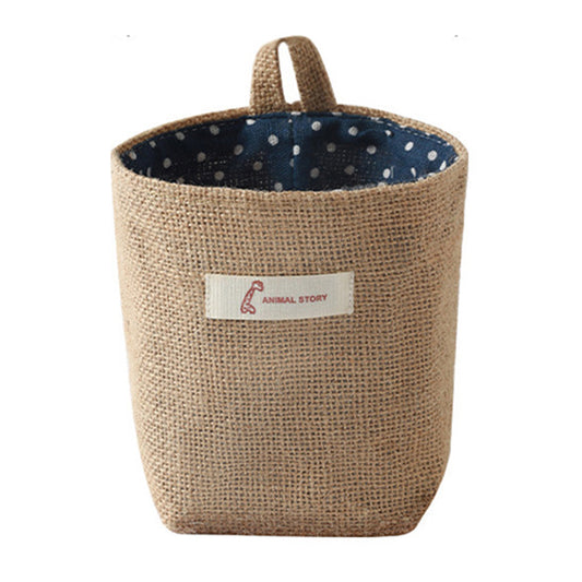 Cotton Linen Washable Storage Bag Kitchen Desktop Hanging Organizer Container