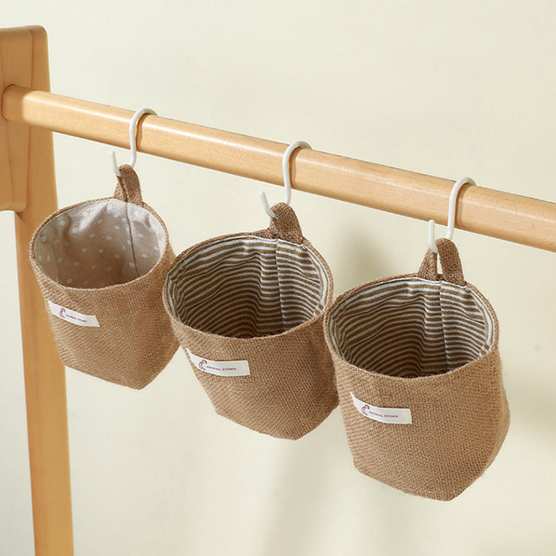 Cotton Linen Washable Storage Bag Kitchen Desktop Hanging Organizer Container