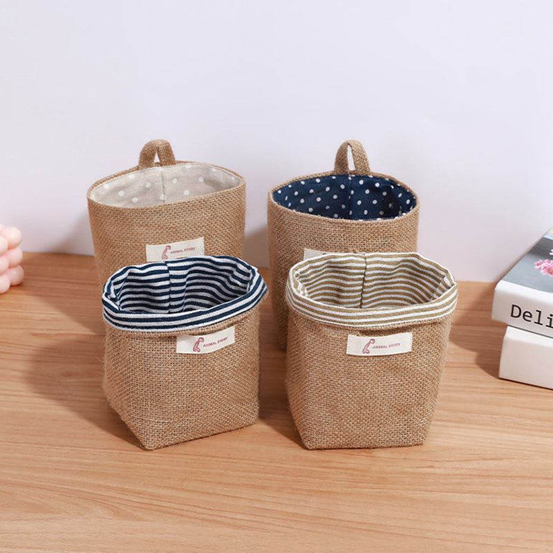 Cotton Linen Washable Storage Bag Kitchen Desktop Hanging Organizer Container