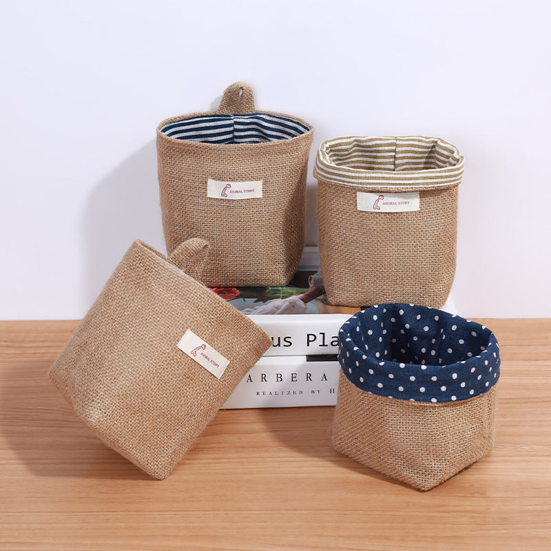 Cotton Linen Washable Storage Bag Kitchen Desktop Hanging Organizer Container