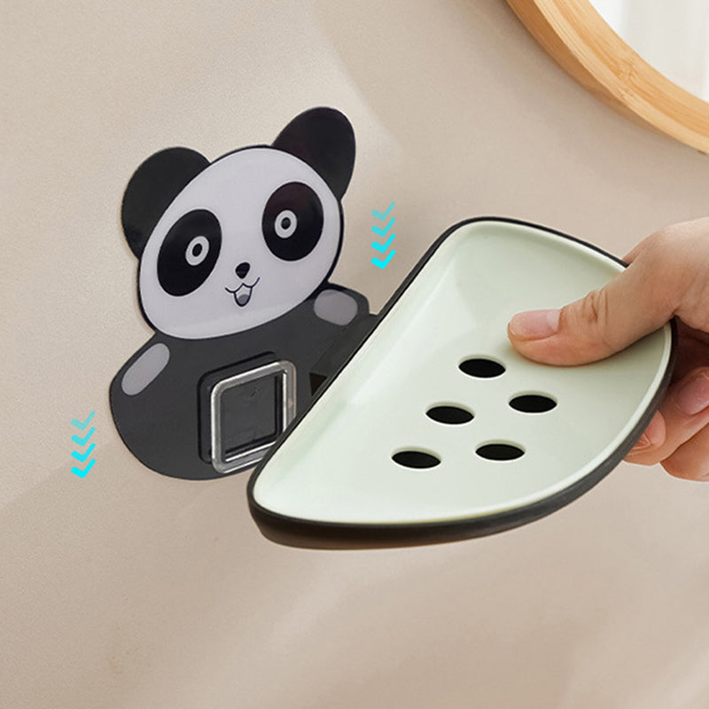 Panda Design Wall Mounted Adhesive Soap Holder Draining Soap Dish Rack