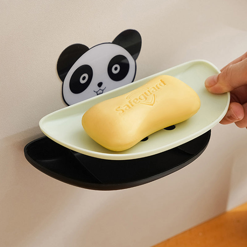 Panda Design Wall Mounted Adhesive Soap Holder Draining Soap Dish Rack
