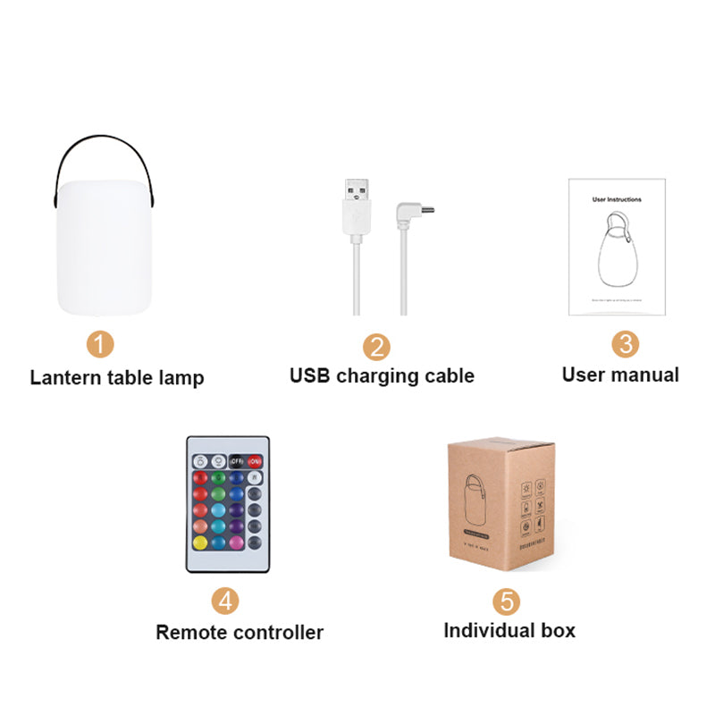 Cylinder Shape Portable LED Lamp Adjustable Brightness 16 Colors USB Rechargeable Light with Remote Controller