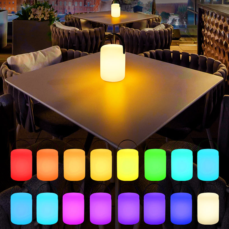 Cylinder Shape Portable LED Lamp Adjustable Brightness 16 Colors USB Rechargeable Light with Remote Controller
