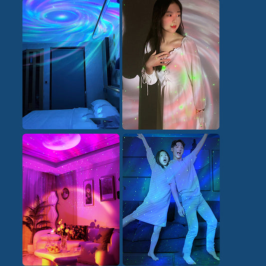 K-1106 Flying Saucer Laser Projection Lamp Aurora Galaxy Dual Effect Projector Light Battery Powered Indoor Ambient Light