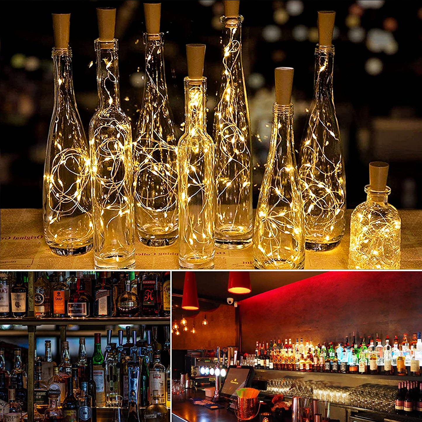 6Pcs / Set 1m 10-LED Wine Bottle Plug String Light Copper Wire LED Christmas Festival Lighting Decor