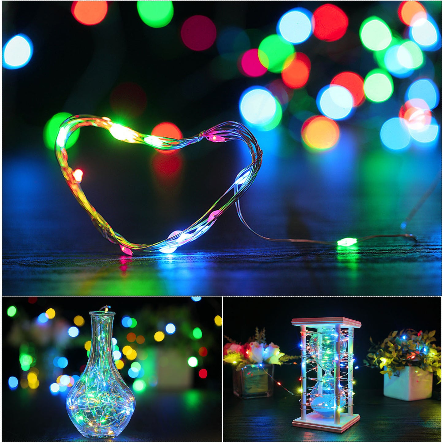 6Pcs / Set 2m 20-LED Copper Wire LED Christmas Lighting Decor Wine Bottle Plug String Light for Home, Bar