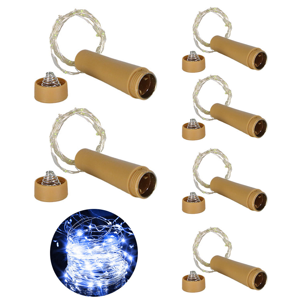 6Pcs / Set 2m 20-LED Copper Wire LED Christmas Lighting Decor Wine Bottle Plug String Light for Home, Bar