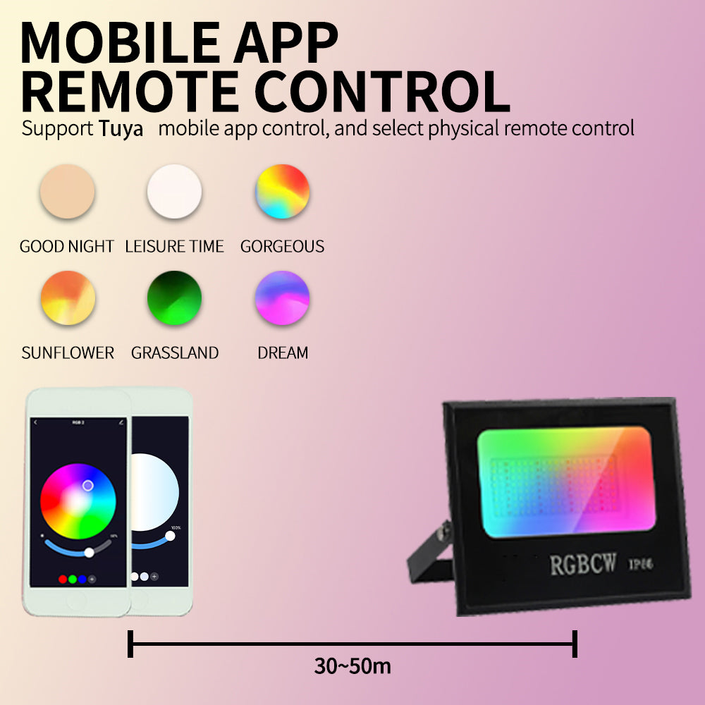 30W Tuya APP Smart LED Light Colorful RGB Lamp Waterproof Outdoor Factory Warehouse Floodlight