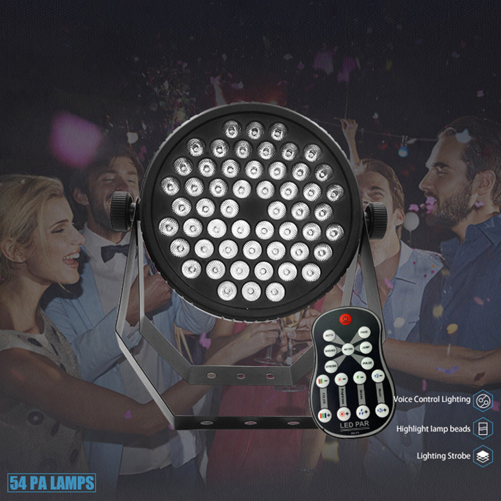54LED 1W RGB Par Light Stage Lights with 2 Handle Remote Control Uplighting Lights for Club KTV Disco Party