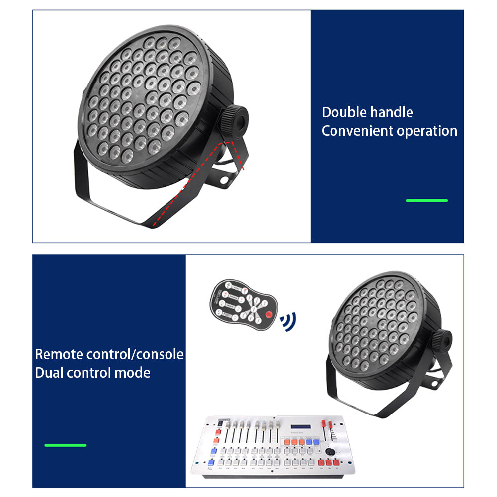 54LED 1W RGB Par Light Stage Lights with 2 Handle Remote Control Uplighting Lights for Club KTV Disco Party