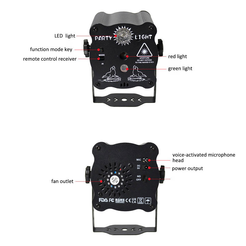 R50 Portable Mini Laser Light Aluminum Alloy Auto / Voice / Remote Control Indoor Light with Handle