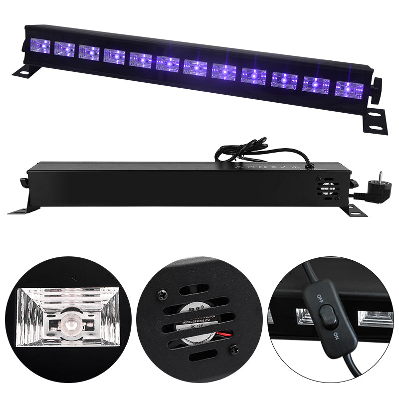 12-LED UV Light Bar Automatic Control Purple Lamp Blacklight Bar for Stage Lighting, Body Painting, Halloween