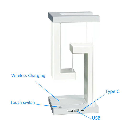 Suspension Anti-Gravity Table Night Lamp Touch Switch Desktop LED Light with Cell Phone Wireless Charging Function (CE Certificated)