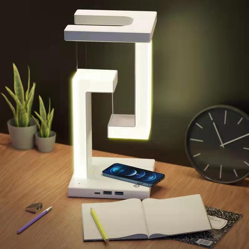 Suspension Anti-Gravity Table Night Lamp Touch Switch Desktop LED Light with Cell Phone Wireless Charging Function (CE Certificated)