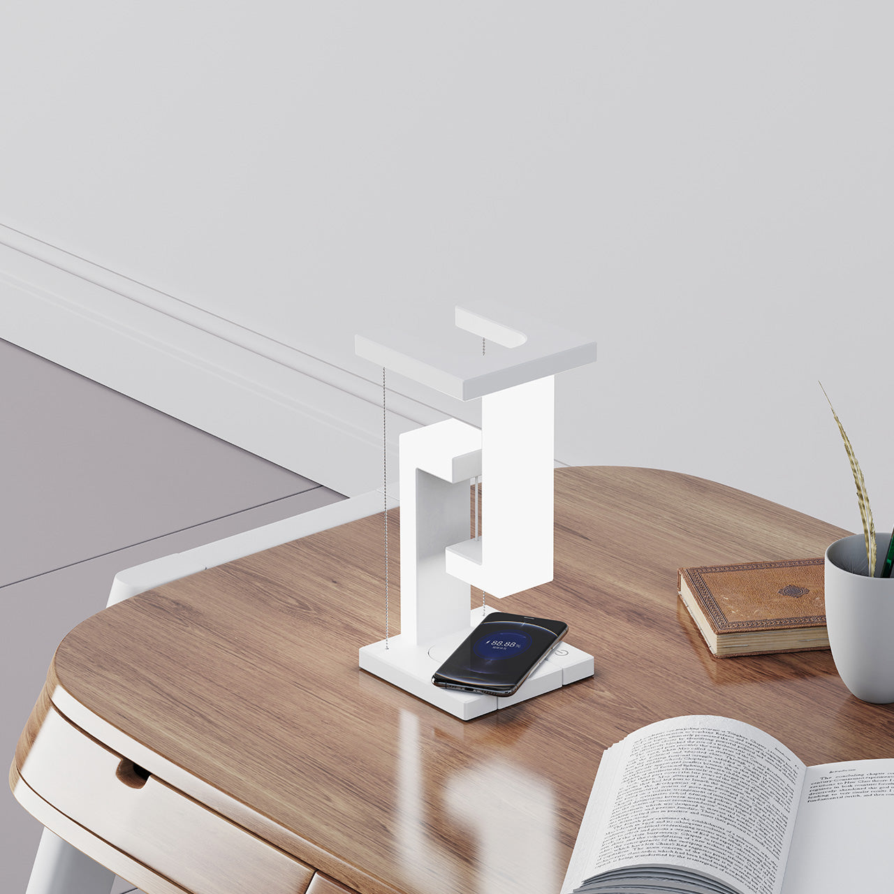 Suspension Anti-Gravity Table Night Lamp Touch Switch Desktop LED Light with Cell Phone Wireless Charging Function (CE Certificated)
