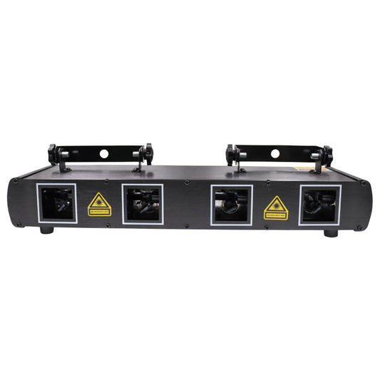 Indoor Four Beam Laser Lamp Aluminum Portable Voice Control Light for Bedroom, Family Party, Stage, Bar (EU Plug)