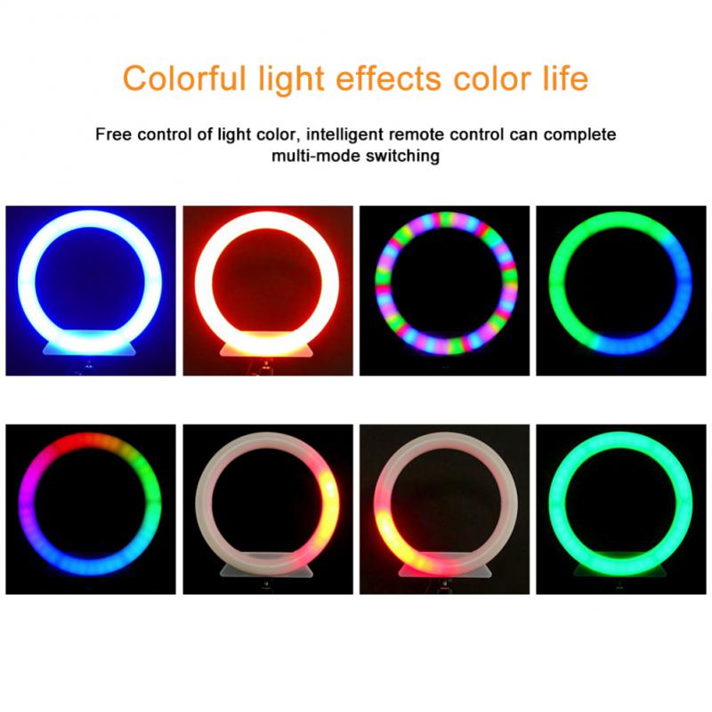 18CM Diameter RGB LED Selfie Ring Light Vlogging Video Lamp Live Broadcast Fill Light, Size: M