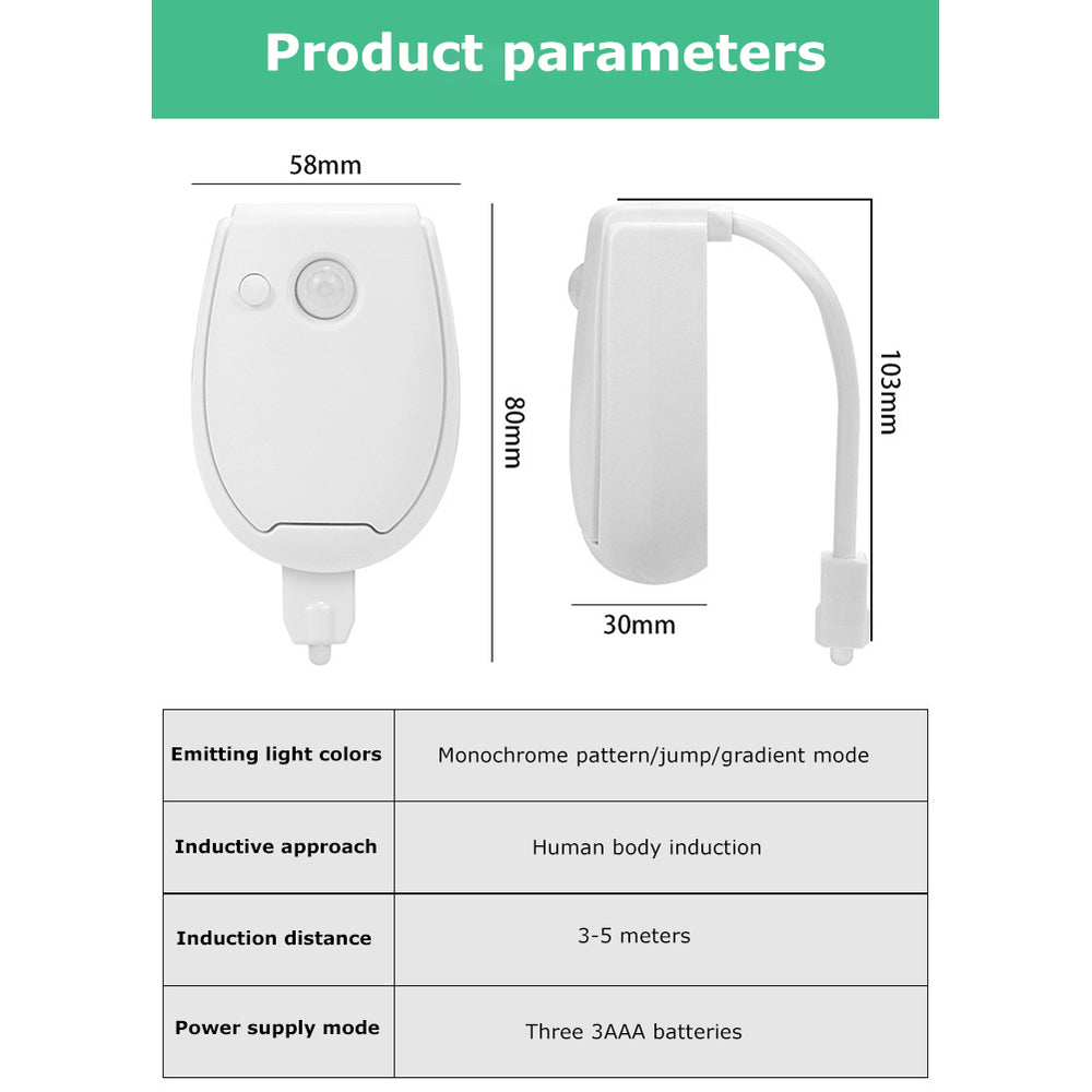 Toilet Night Light Smart Motion Sensor LED Lamp for Toilet Bowl Seat 7-Colors Changing Light