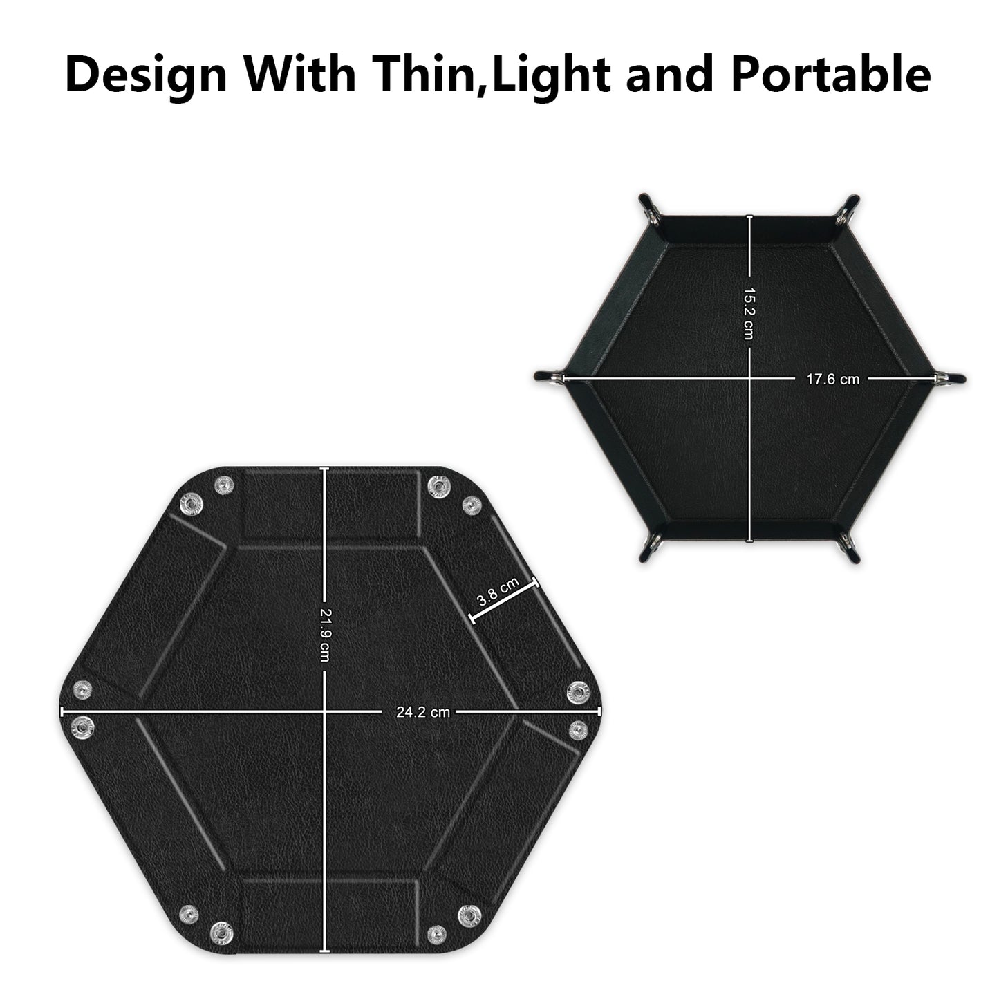 7-inch PU Leather Sundries Organizer Tray Hexagon Home Desktop Storage Tray