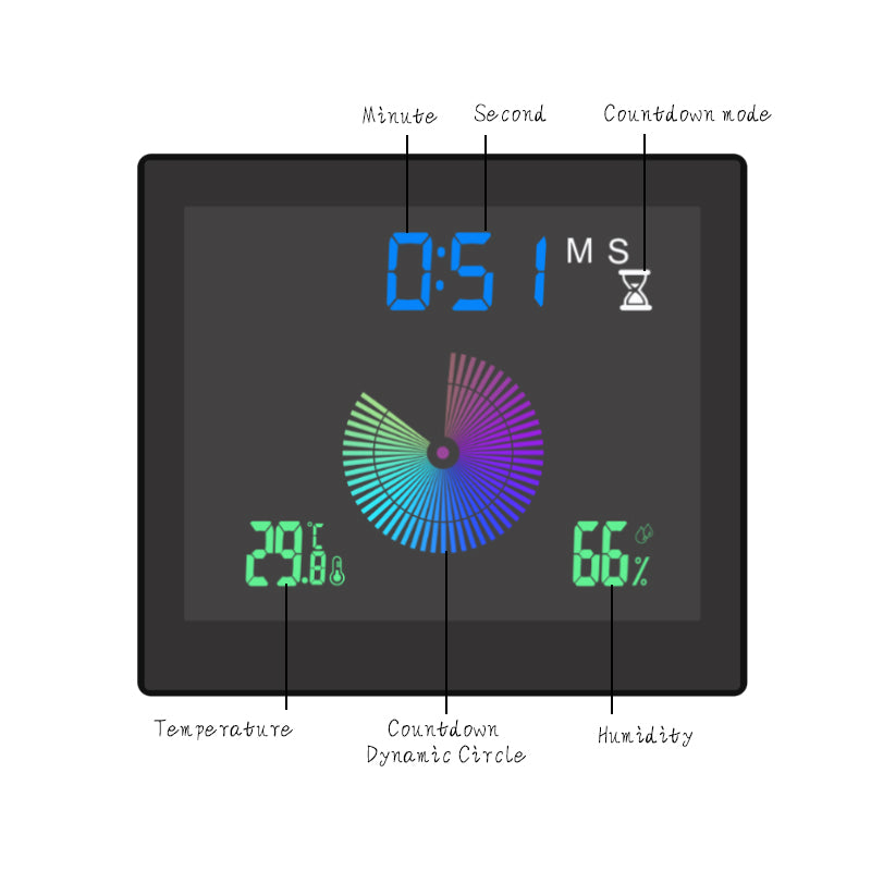 TS-WP10 Color Screen Alarm Clock Temperature Humidity Display Waterproof Bathroom Clock with Suction Cup