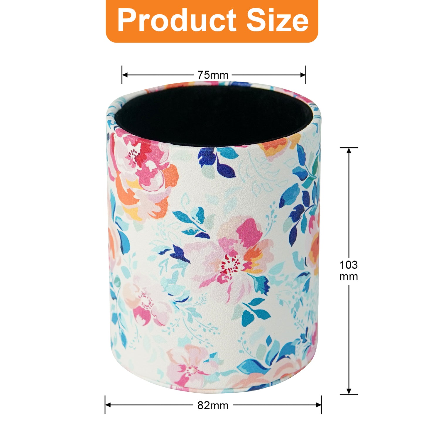 PU Leather + PVC Pen Holder Pencil Cup Makeup Brush Pen Organizer School Office Desk Stationery