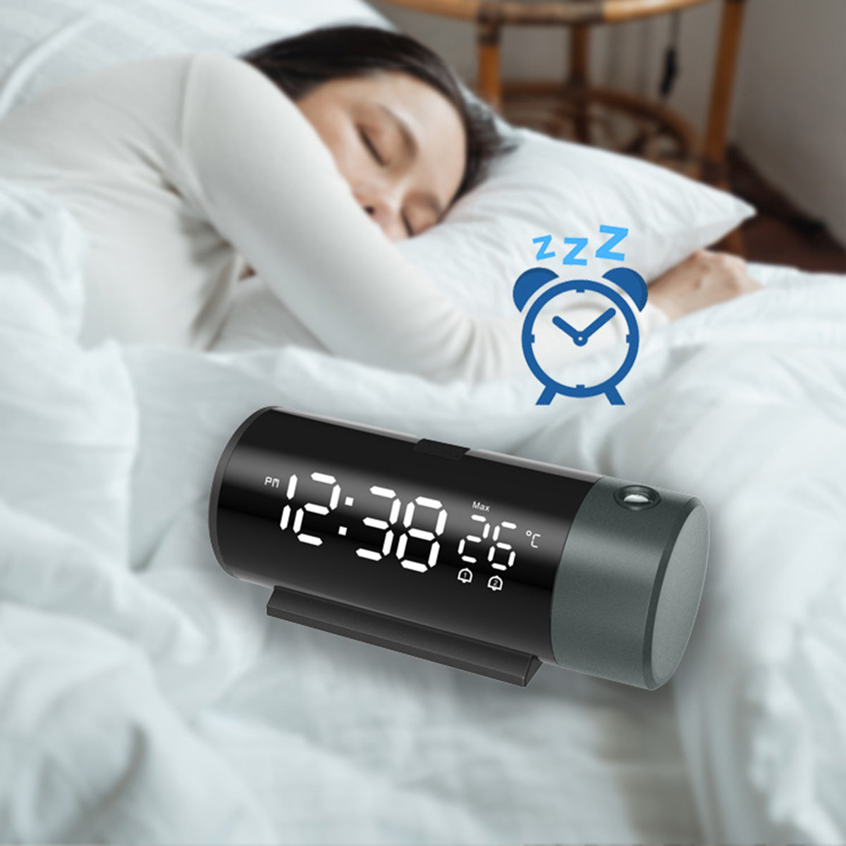 1006 Multifunctional Dual Alarm Clock Time / Temperature Projection LED Screen Digital Clock