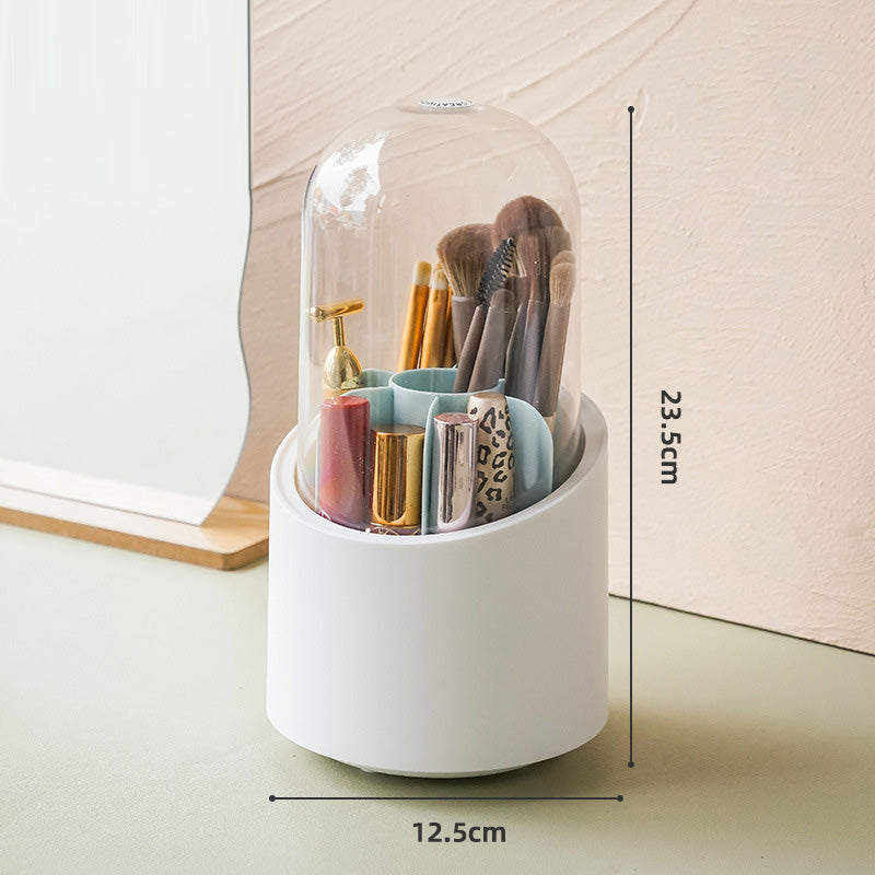 360 Degree Rotating Makeup Brush Holder with Lid Dustproof Clear Makeup Brush Organizer Container
