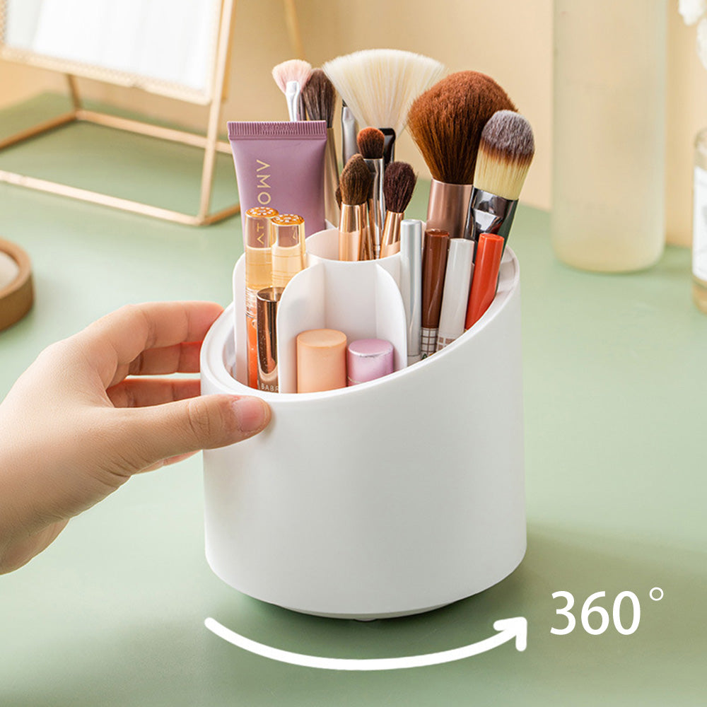 360 Degree Rotating Makeup Brush Holder with Lid Dustproof Clear Makeup Brush Organizer Container