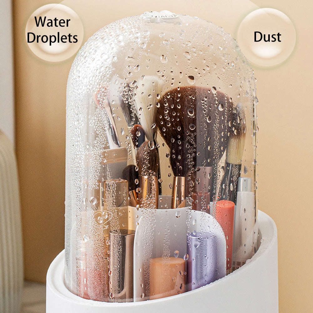 360 Degree Rotating Makeup Brush Holder with Lid Dustproof Clear Makeup Brush Organizer Container