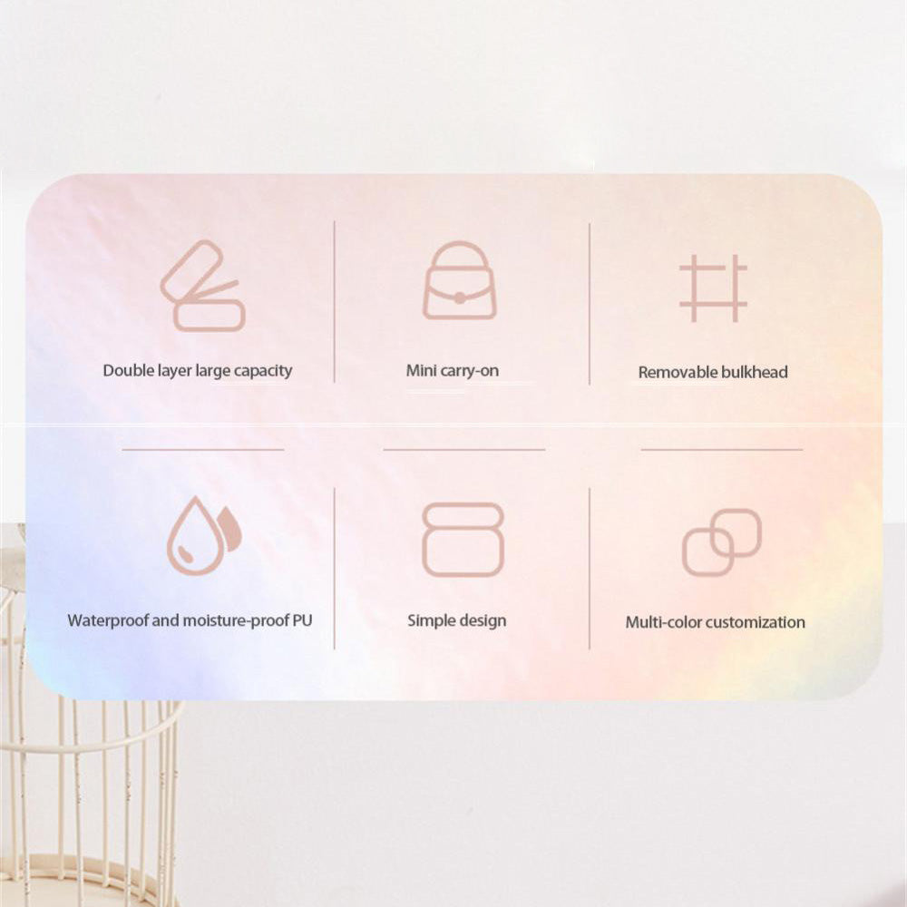 HJY015 Dual Layer PU Leather Jewelry Box Necklaces Earrings Rings Bracelets Travel Jewelry Storage Case
