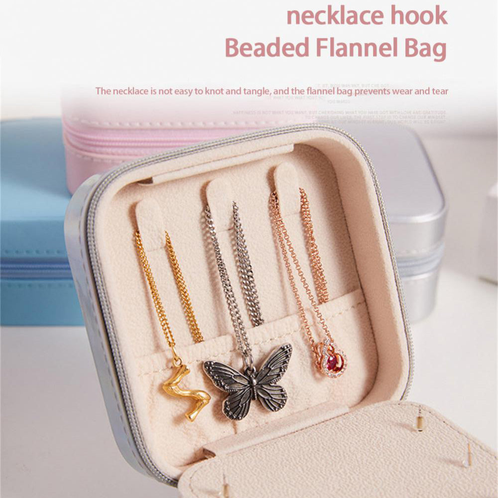 HJY015 Dual Layer PU Leather Jewelry Box Necklaces Earrings Rings Bracelets Travel Jewelry Storage Case