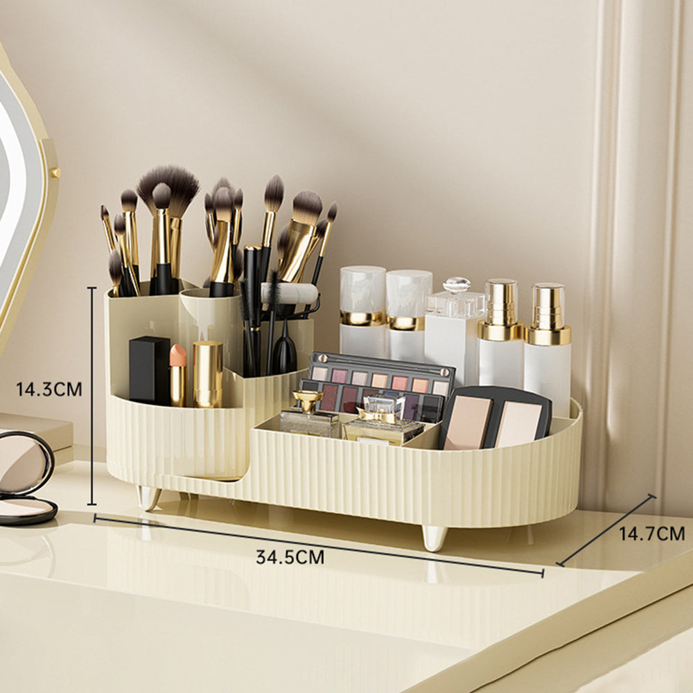 Makeup Organizer Storage Tray ABS+PET Dressing Table Cosmetic Rack Display Case