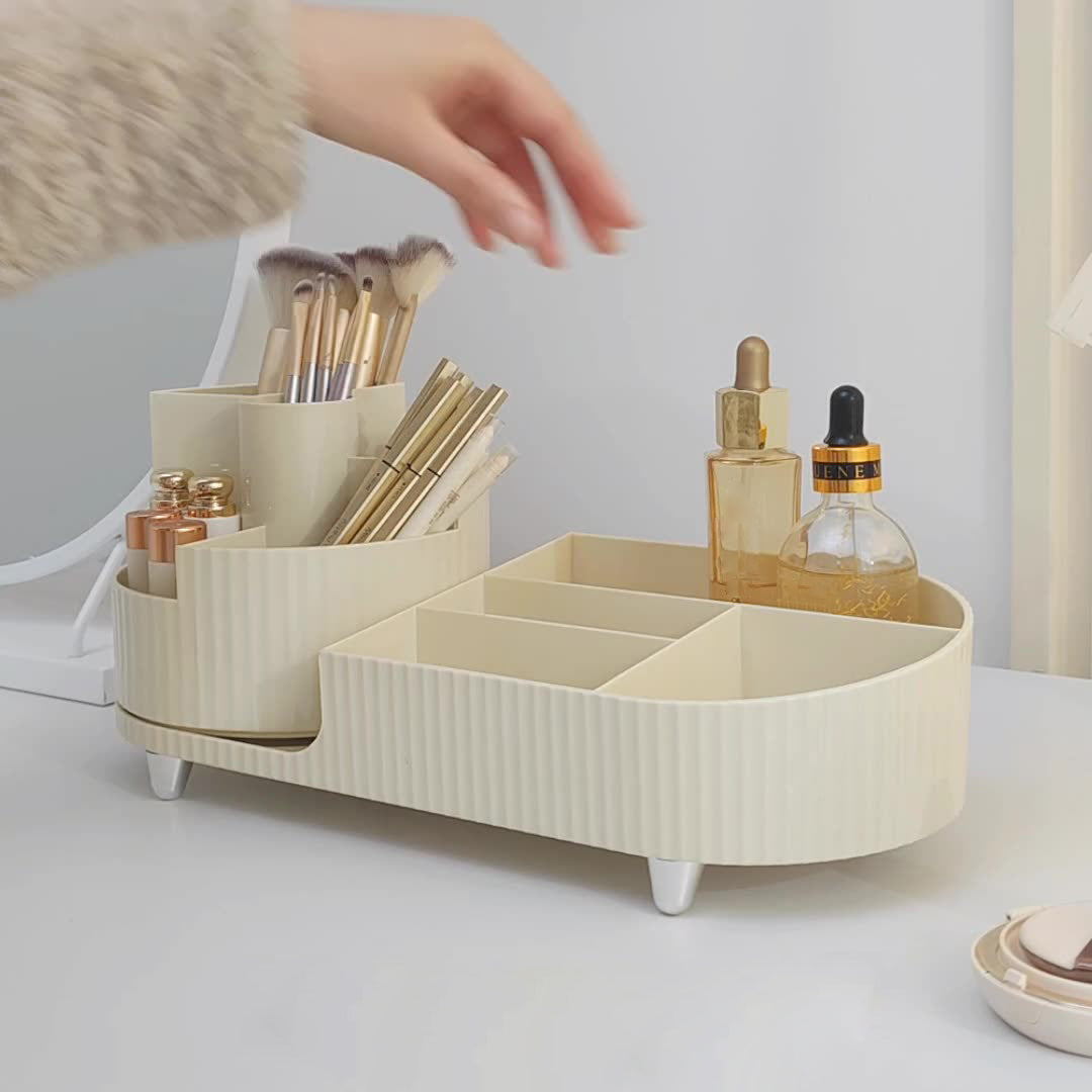 Makeup Organizer Storage Tray ABS+PET Dressing Table Cosmetic Rack Display Case
