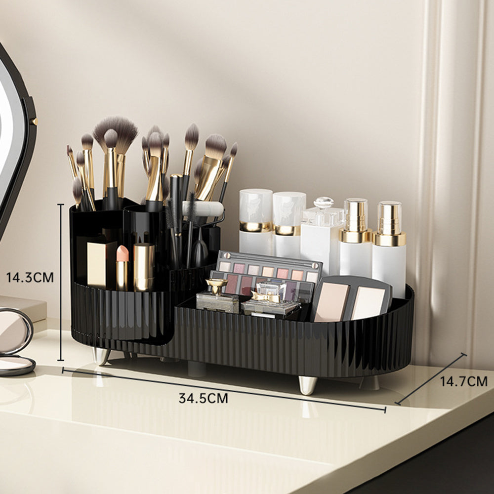 Makeup Organizer Storage Tray ABS+PET Dressing Table Cosmetic Rack Display Case
