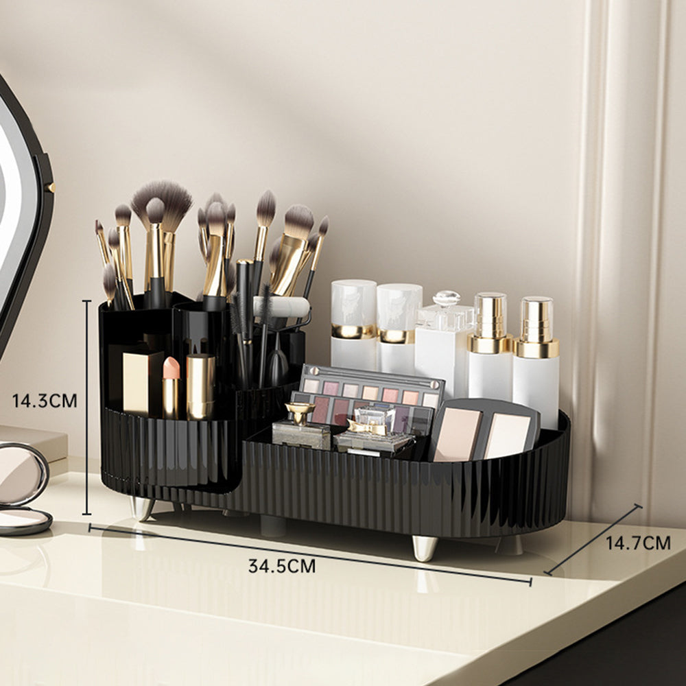 Makeup Organizer Storage Tray ABS+PET Dressing Table Cosmetic Rack Display Case
