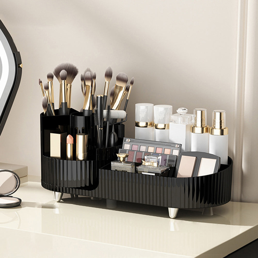 Makeup Organizer Storage Tray ABS+PET Dressing Table Cosmetic Rack Display Case