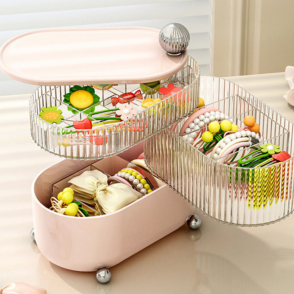 Rotary Storage Tray Rack Transparent Multi-Layers Earring Bracelet Jewelry Organizer Container