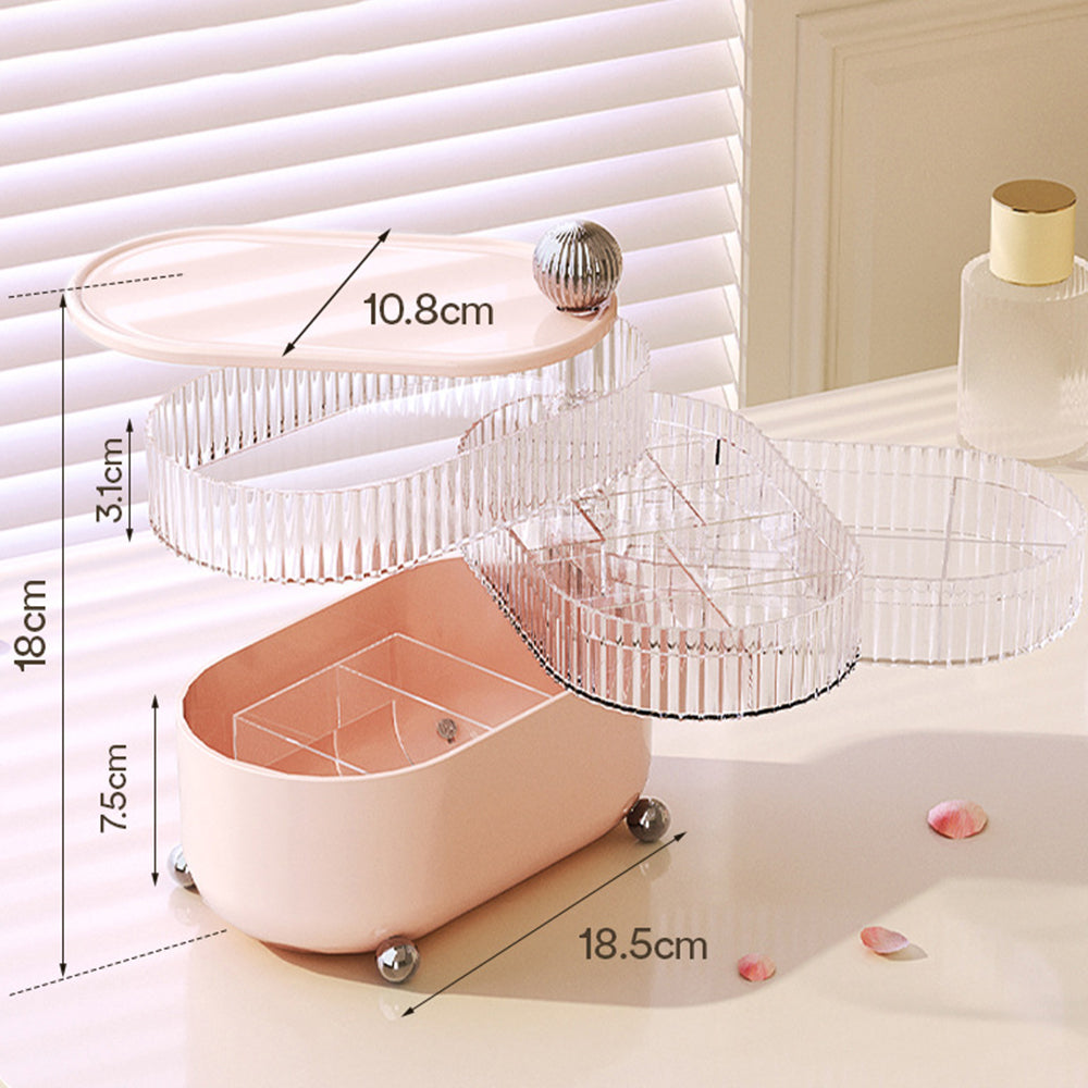 Rotary Storage Tray Rack Transparent Multi-Layers Earring Bracelet Jewelry Organizer Container