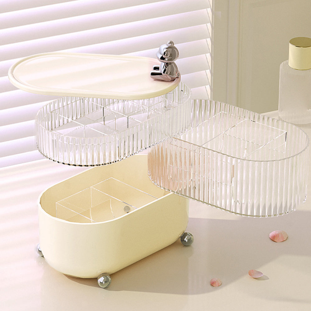 Rotary Storage Tray Rack Transparent Multi-Layers Earring Bracelet Jewelry Organizer Container