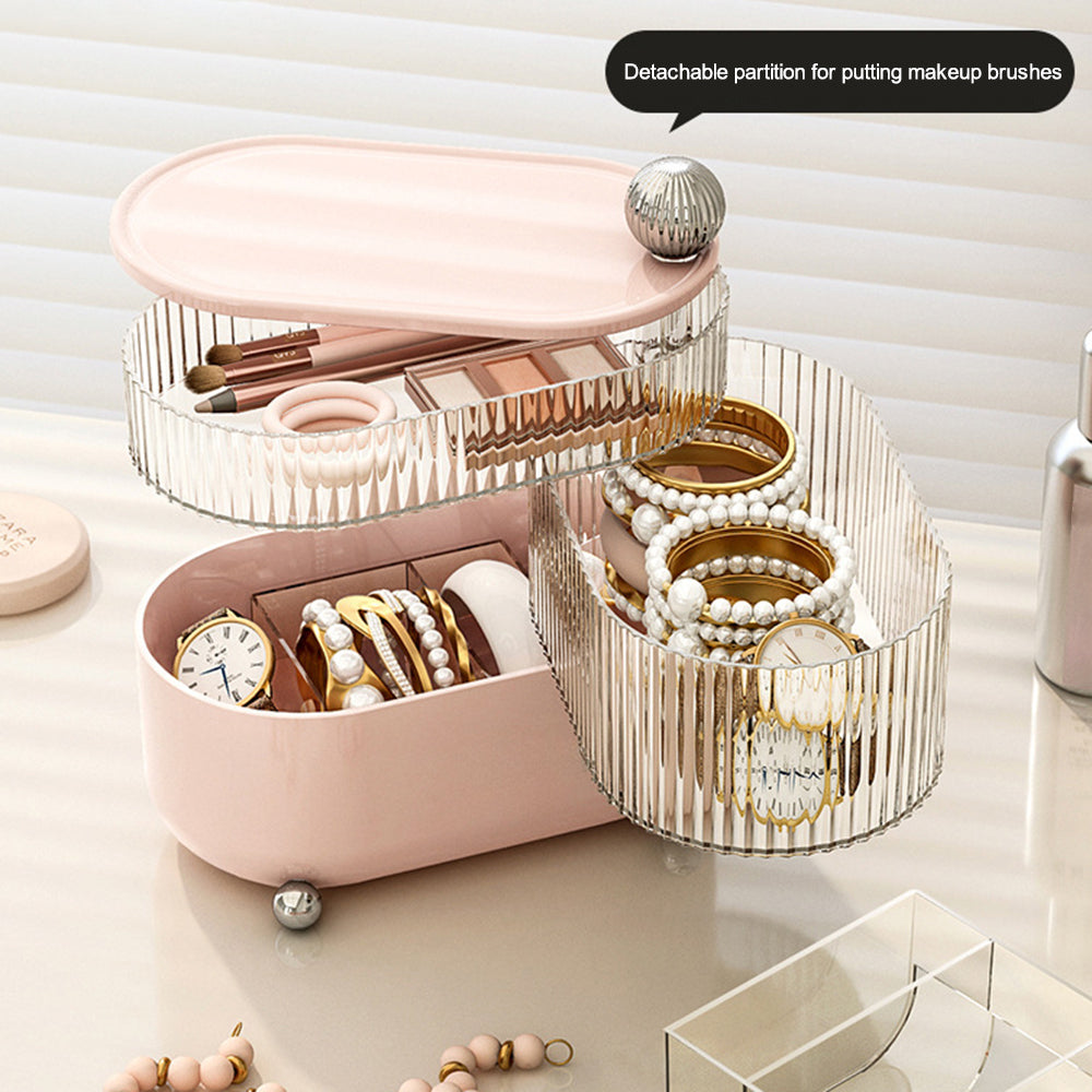 Rotary Storage Tray Rack Transparent Multi-Layers Earring Bracelet Jewelry Organizer Container