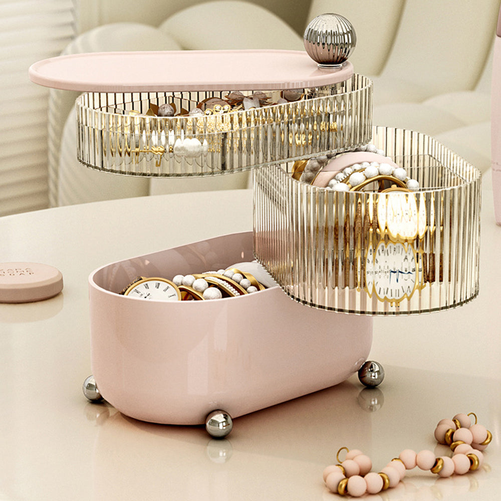 Rotary Storage Tray Rack Transparent Multi-Layers Earring Bracelet Jewelry Organizer Container